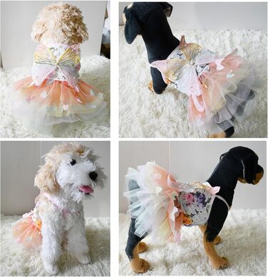 Сукня принцеси для собак, сукня-метелик, весільне вбрання з багатошаровою спідницею-тьюль для котів, цуценят, маленьких собак, розмір XL XL рожевий