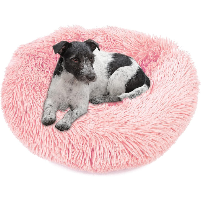 М'яке ліжко для собак та котів Donut 50см - рожеве, для маленьких та середніх порід