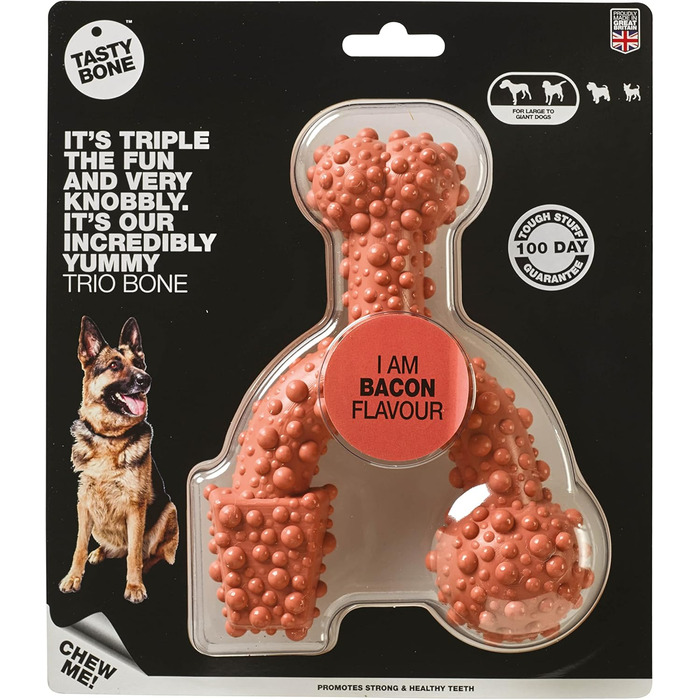 Іграшка для собак Rosewood TastyBone Trio Gummi, смак бекону, середній розмір