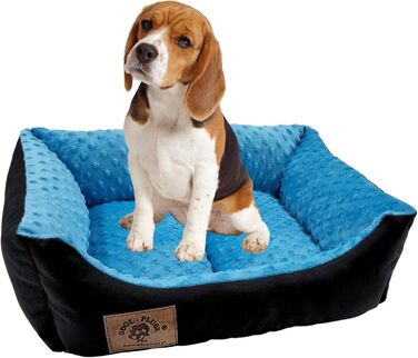 Ліжко для собак Odolplusz: корзина, диван, ліжко для маленьких собак. З силіконовими кульками, гіпоалергенне, 50x40 см (чорний + м'який блакитний)