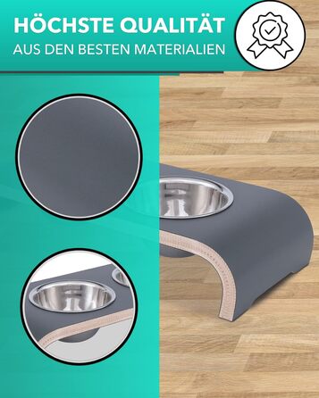 Набір для годування котів MilaCasa Katzennapf - 2 миски, піднята платформа, подвійний набір - годівниця для котів, миска для води (сірий)