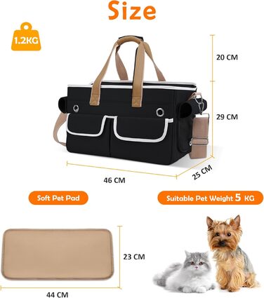 Транспортна переноска для котів та собак ALLSOPETS, складана, чорна