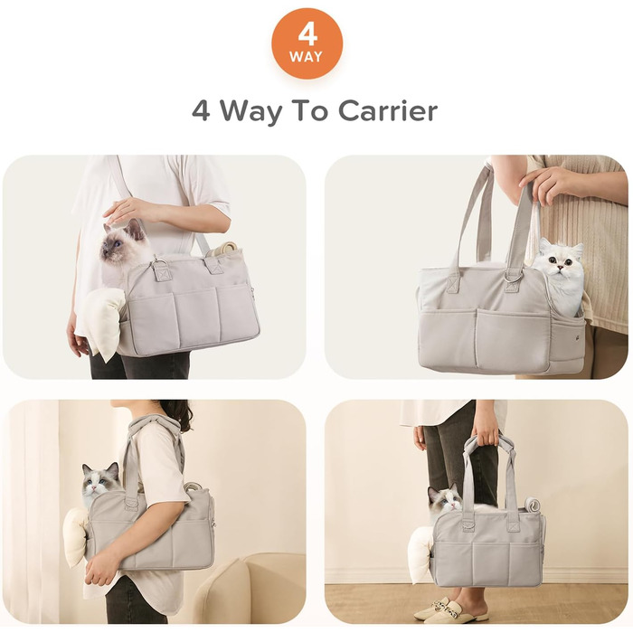 Транспортувальна сумка для собак і котів, м'яка, складна, для маленьких і середніх котів, цуценят до 6,8 кг, сіра