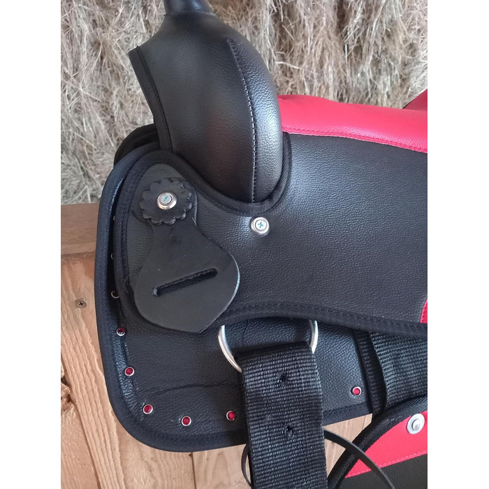 Сідло для верхової їзди німецького типу, колір Star, з блискітками та стразами, для дерев'яного коня, сідло для поні (14 дюймів)