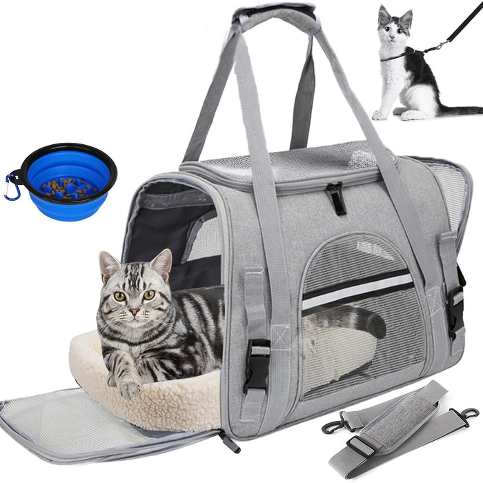 Транспортна сумка для котів та собак SHJOEE, розширювана, складна, 43x28x25 см, сіра