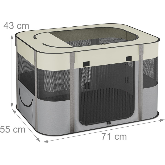 Вольєр для цуценят Relaxdays, розкладний, 43x71x55 см, для дому та саду, переносний, оксфордська тканина, багато кольорів