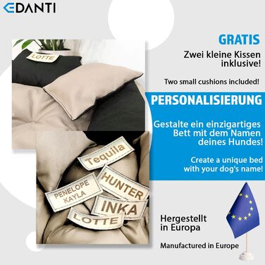 Персоналізоване ліжко-подушка для собак та котів з іменем, L-XL, 130x105 см, бежеве