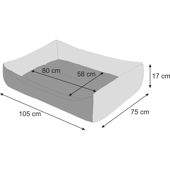 М'яке ліжко-софа для собак XXL (105x75 см) сірого кольору з екологічного льону