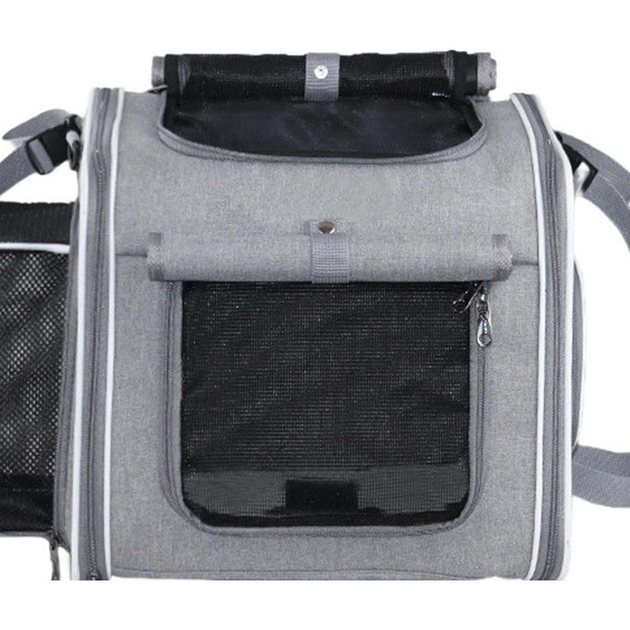 Велосипедний кошик для собак, розширюваний, складний, переноска для тварин на велосипед, водонепроникний Softshell, 4 двері, 4 сітчасті вікна, переноска для котів та собак до 8 кг, легкий (Сірий)