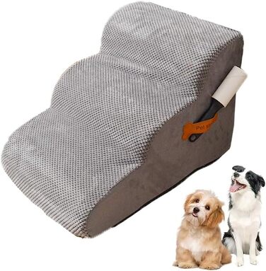 Сходинка для собак маленьких порід, плюшевий чохол, сходи для домашніх тварин, котяча сходинка, пандус для собак до ліжка, дивану, автомобіля, неслизька, пологий кут (48*40*30 см, сірий, 3), (56*40*35 см)