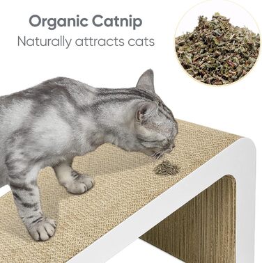 Furjoy Котячий Драпак Вертикальний 2-в-1, Драпак-Килимок, Лаунж, з Котячою М'ятою та Дзвіночком (50 x 24 x 20 см, 37 x 24 x 15 см)