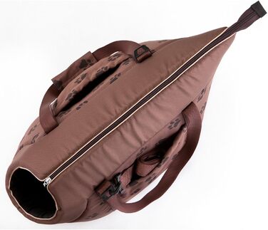 Транспортна сумка для собак та котів, переноска для тварин, сумка-переноска (бежева з принтом лапок)