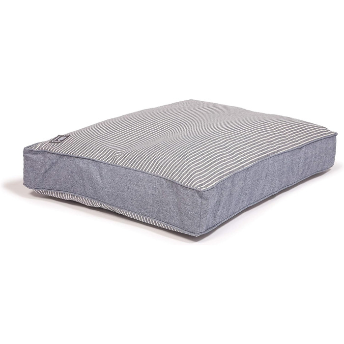 Ліжко для собак Danish Designs, стиль Марітайл, денім, блакитно-кремове, 58 см, розмір 62 x 50 x 17 см