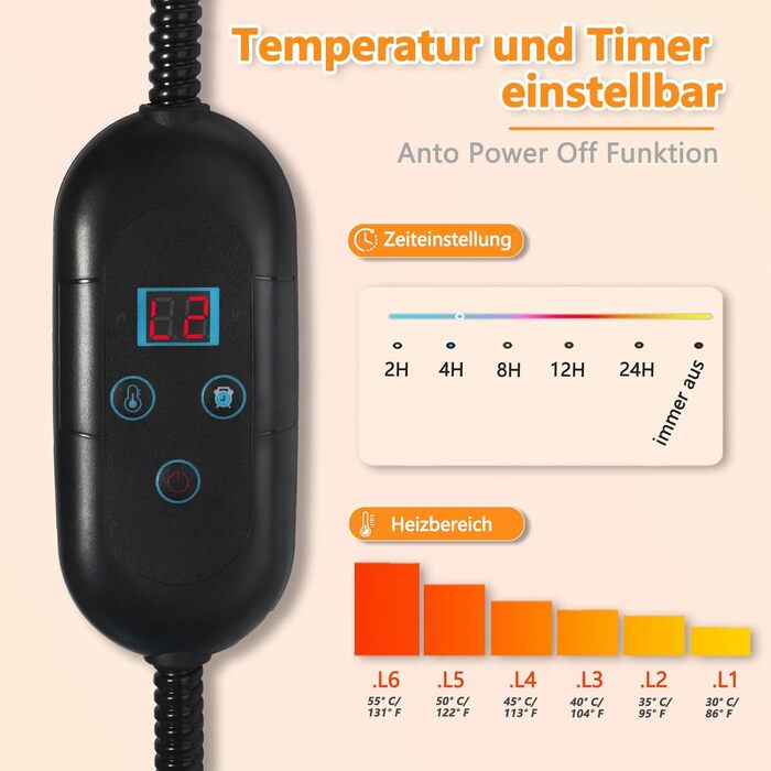 Підігрівальне ліжко для котів GDGZT, 50.8 см, миється, для дому, м'яке з підігріваючим килимком, у вигляді пончика для котів та маленьких собак