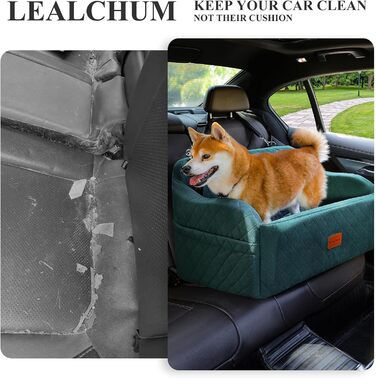 Автокрісло для собак великих порід, м'який матеріал, пам'ять, 2 страхувальні ремені, зелений, великий розмір