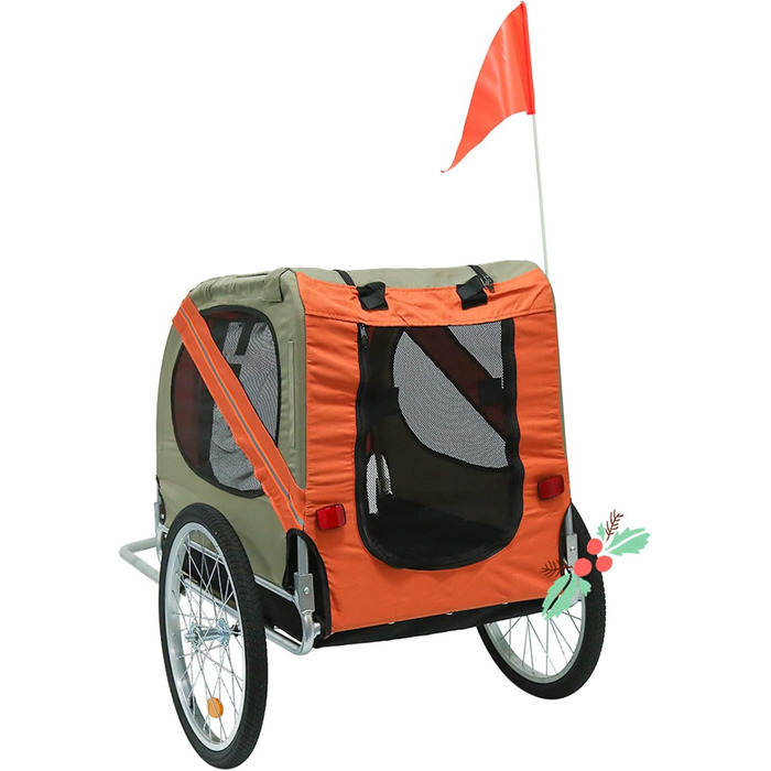 Складаний велопричіп для собак Oxford, 137x73x90 см (Помаранчевий) з ременем безпеки та прапором
