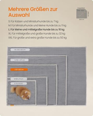 Водонепроникний килимок для собак Feandrea, XL, 152 x 127 см, для середніх та великих собак, двосторонній, можна прати, сірий (PPB036G01)