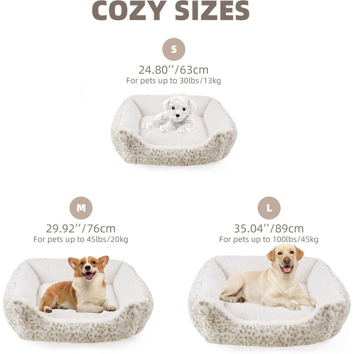 М'яке ліжко для собак Roypet з антиковзким покриттям, для цуценят, собак та котів, прямокутне, з матрацом, колір кремовий, розмір L