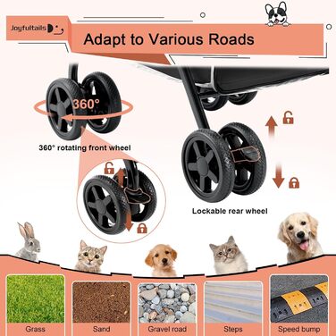 Візок для собак Joyfultails, складний, для маленьких собак та котів до 20 кг (чорний)