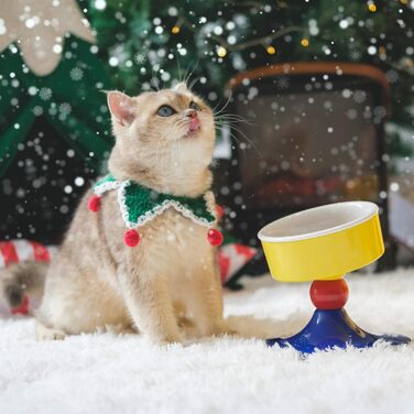 Піднята керамічна миска для собак і котів MIU PET з регульованою підставкою, три рівні висоти (11,9/15,2/18,5 см), для малих тварин, червона і синя