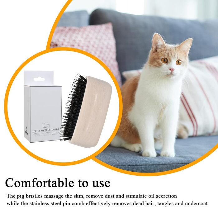 Професійна щітка для вичісування шерсті котів та собак, для догляду за довгошерстими тваринами, цуценятами та кошенятами, для щоденного використання, підходить для вулиці, рекомендована ветеринарами, біла