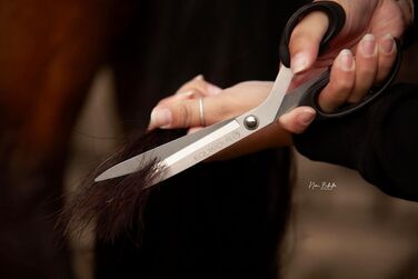 Ножиці для хвоста коня Equimour – професійні ножиці з нержавіючої сталі | Точний зріз для густого хвоста | Ергономічна ручка & чохол з веганської шкіри | Аксесуар для догляду за хвостом коня