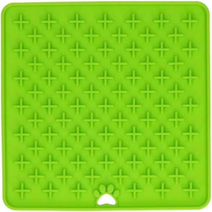 Килимок для годування собак та котів, 19x19 см, зелений, з анти-сніфлінгом, сповільнює поїдання, 100% силікон, для відволікання, миється в посудомийній машині