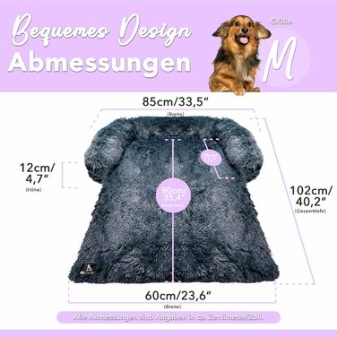 Захисний лежак для собак на диван, плюшевий коврик для собак, водонепроникний, знімний чохол, ковдра-захист для дивану, колір: темно-сірий, розмір M (102x85x12 см)