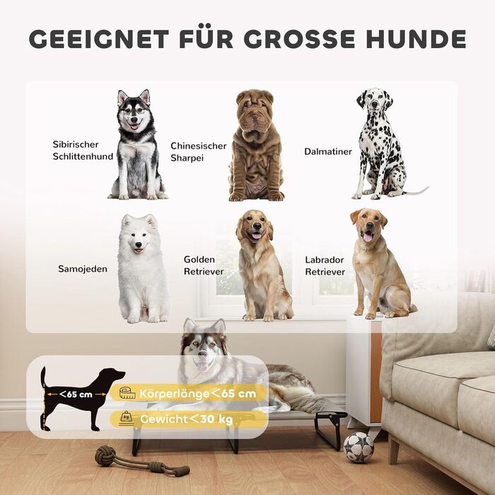 PawHut Лежанка для собак на вулицю, піднята лежанка для великих собак, складана, з металевим каркасом та сіткою, для відпочинку на вулиці та кемпінгу, 107x61x20 см, світло-сіра