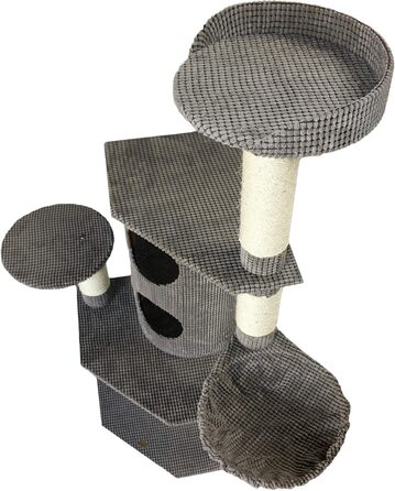 Драбина-кіготь для котів Bontoy Betty Pro сірого кольору, 65x65x176 см, з 12 см сизалевих стовпів, великий будиночок для котів, підходить для великих котів, стабільна