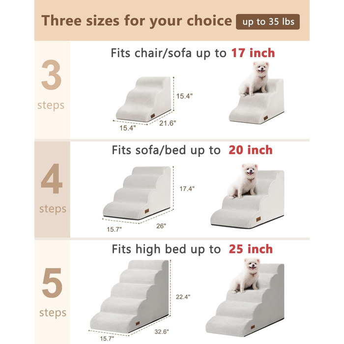 Сходинки для собак та котів до ліжка/дивану, 4-ступеневі, сірого кольору, 44.2 см, зручні та довговічні
