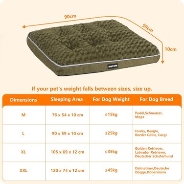 Ортопедичне ліжко для собак, матрац для собак з двоярусним дизайном, миється, знімний кошик для собак, 90 см для собак маленьких та середніх порід (89 x 59 x 10 см, оливковий)