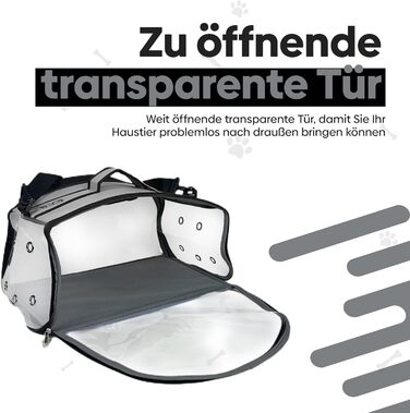 Транспортна сумка для собак та котів EVE Textile | Сумка-переноска для тварин | Дихаюча та прозора сумка | 47x30x30 см (Світло-сіра)