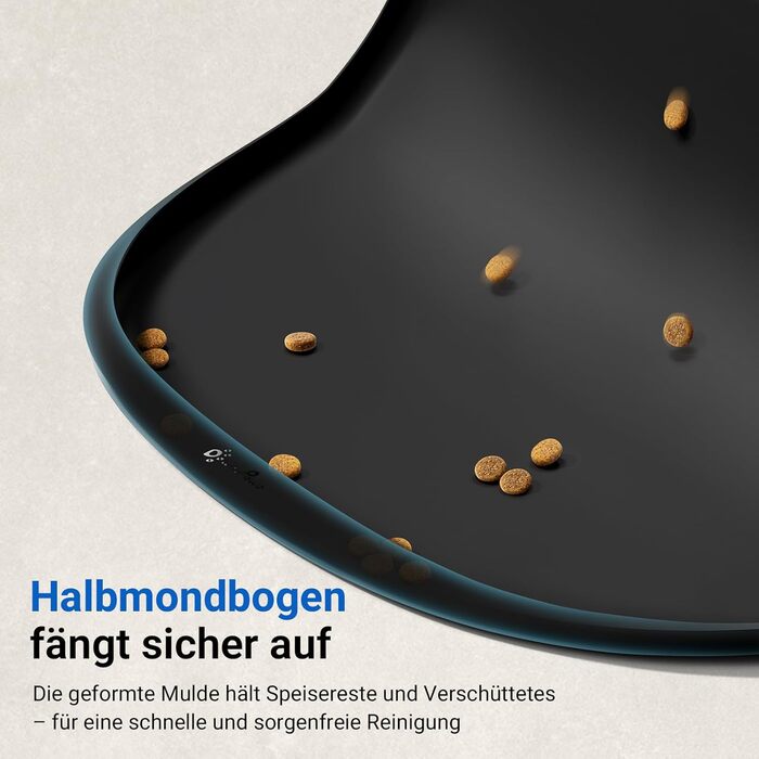 Підкладка під миску для котів DownyPaws, силіконова, чорна, 45 x 32 см. Захист від розливання, легко миється.