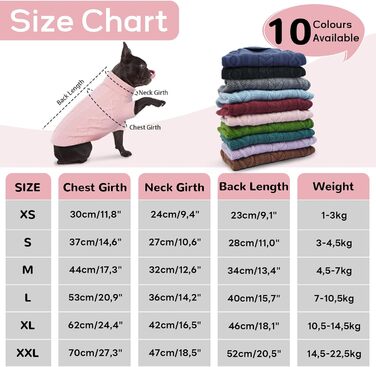 Пуловер для собак Hjumarayan для маленьких порід - простий та елегантний, теплий, з отвором для повідка, рожевий, XS (30см, 23см)