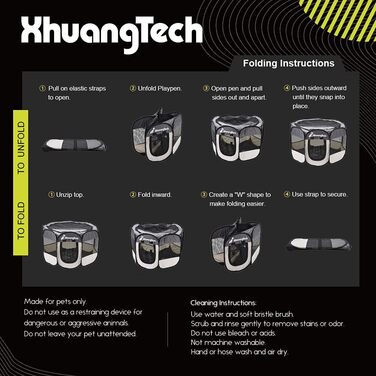 Клітка-манеж для тварин XhuangTech: собаки, коти, цуценята, 80x80x58.4 см, м'який матеріал, портативна, складана, для дому та вулиці, сіра та бежева
