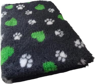 Килимок для собак Vet-Bed Softbed Dry-Bed: неслизький, 22 мм ворс, 1м x 0,80м, темно-сірий + зелене сердечко