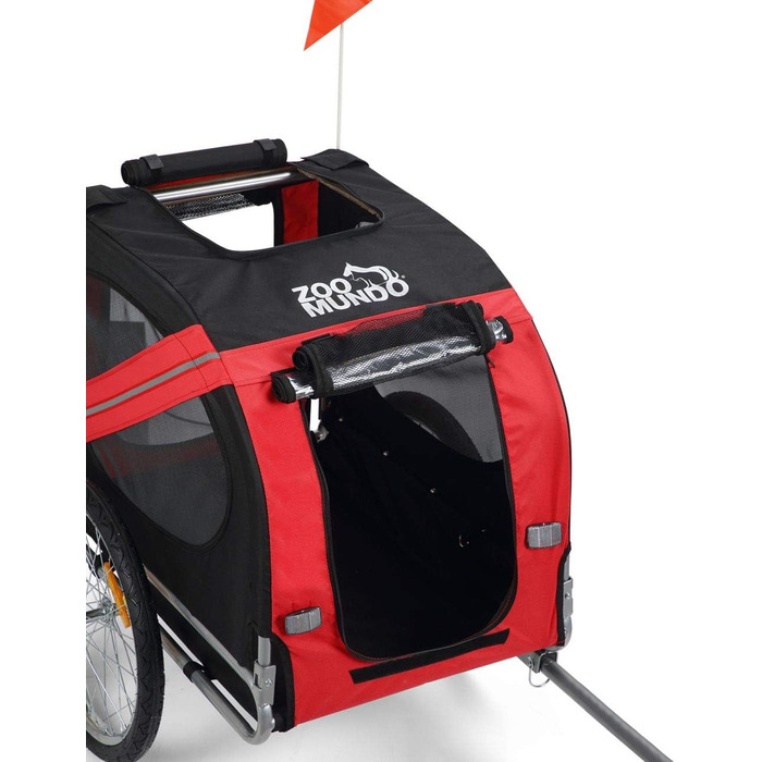 Фahrradanhänger Zoomundo для собак: червоний/чорний, срібна рама - Zoomundo