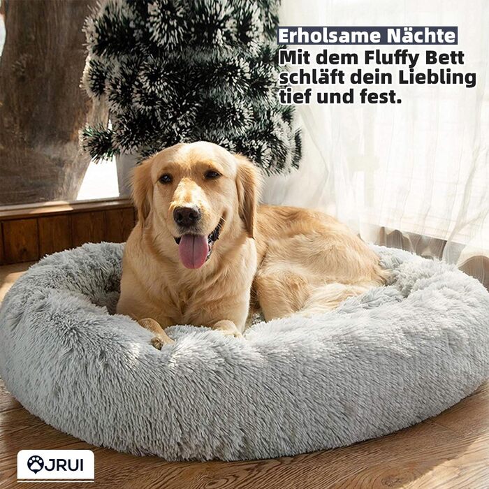 Ортопедичне ліжко для собак середніх порід, миється, кошик для котів/собак, кругле, плюшеве, 100x100x20 см, світло-сірий