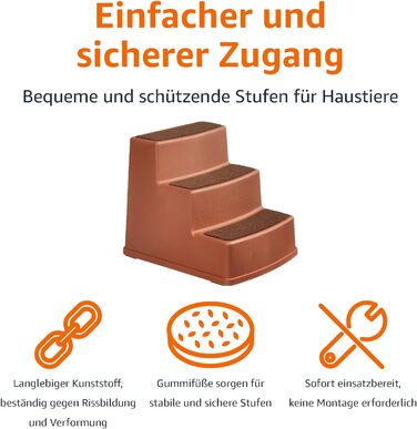 Amazon Basics нековзкі сходи для собак і котів, 3 ступені, коричневі, 47,2x40,4x39 см