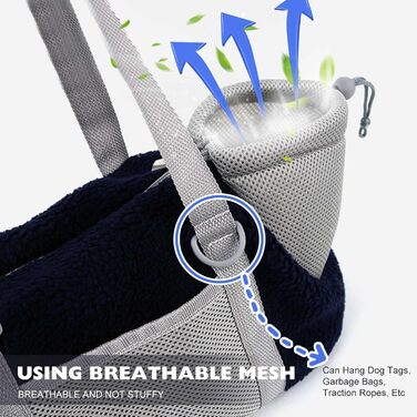 PETCUTE Сумка-переноска для собак та котів, дихаюча, знімний дно, регульована ручка, безпечний поводок, темно-синій