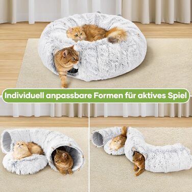 Туннель для котів Unisun XXL з місцем для сну, іграшка-пончик, тунель-ялинка, складний, сірий (92 см)