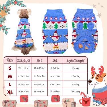 Теплий зимовий светр для собак, блакитний, розмір L | Зимовий одяг для тварин
