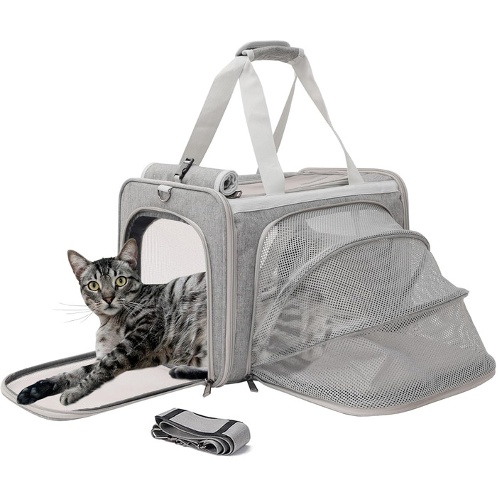 Трансформер для котів та собак, L, рожевий/сірий - переноска для подорожей, переноска для тварин, переноска для маленьких собак, переноска для кошенят