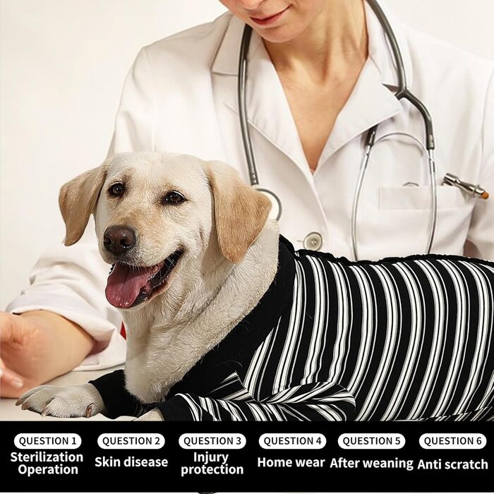 Захисний костюм для собак після операції, костюм для собак після кастрації, захист ран, чорний, XL