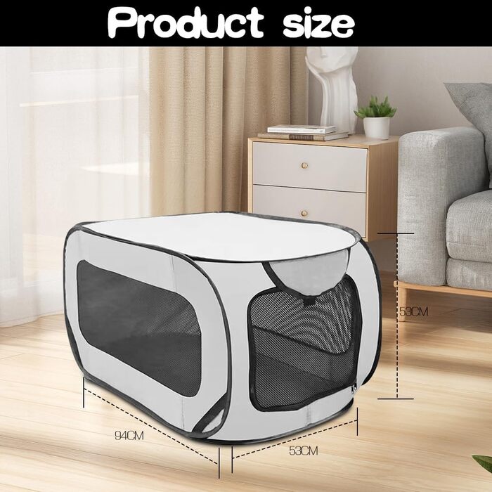 Переносний вольєр для собак та котів у машину, складаний вольєр для тварин, дихаюча сітка для дому, вулиці, кемпінгу, подорожей, вольєр для тварин