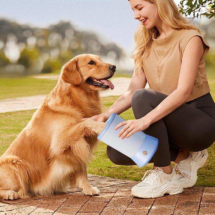 Автоматичний мийка лап для собак - електрична машинка для миття лап домашніх тварин для маленьких та середніх собак з м'якими силіконовими щетинками, догляд за домашніми тваринами, котами, проста у використанні, портативна, блакитна