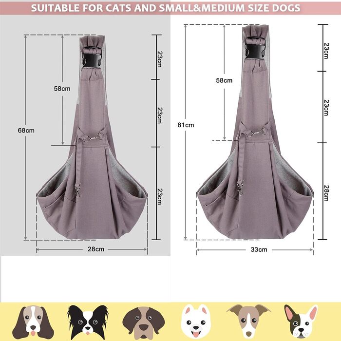 Транспортна сумка для собак та котів AGPTEK | До 15 кг, регульована, для прогулянок та відпочинку | Розмір 33 x 28 x 10 см