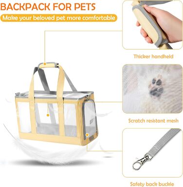 Транспортна сумка для собак та котів ALLSOPETS - дихаюча переноска для цуценят, котів, з винімною підстилкою, для подорожей, кемпінгу, прогулянок (жовта)