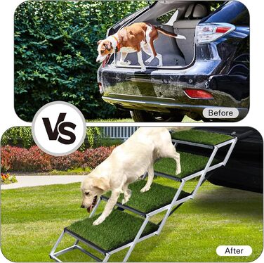 Східці для собак SDLDEER в автомобіль, 4 сходинки, складна рамка, допомога для завантаження, сумісні з усіма авто, регульована висота, вантажопідйомність до 80 кг, висота 64-68 см